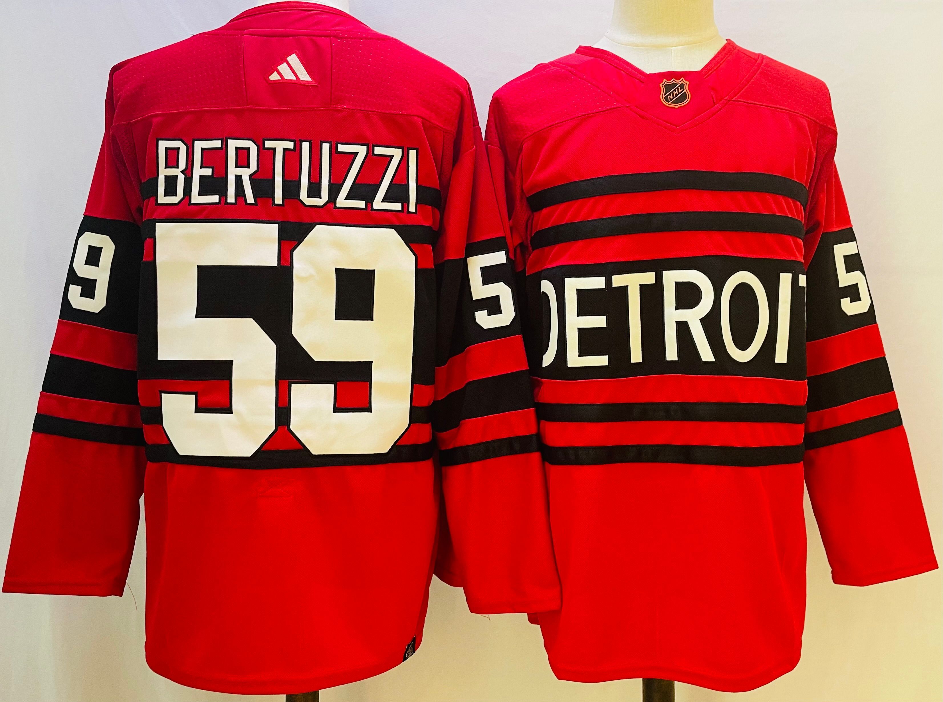 Men Detroit Red Wings 59 Bertuzzi Red Throwback 2022 Adidas NHL Jersey
